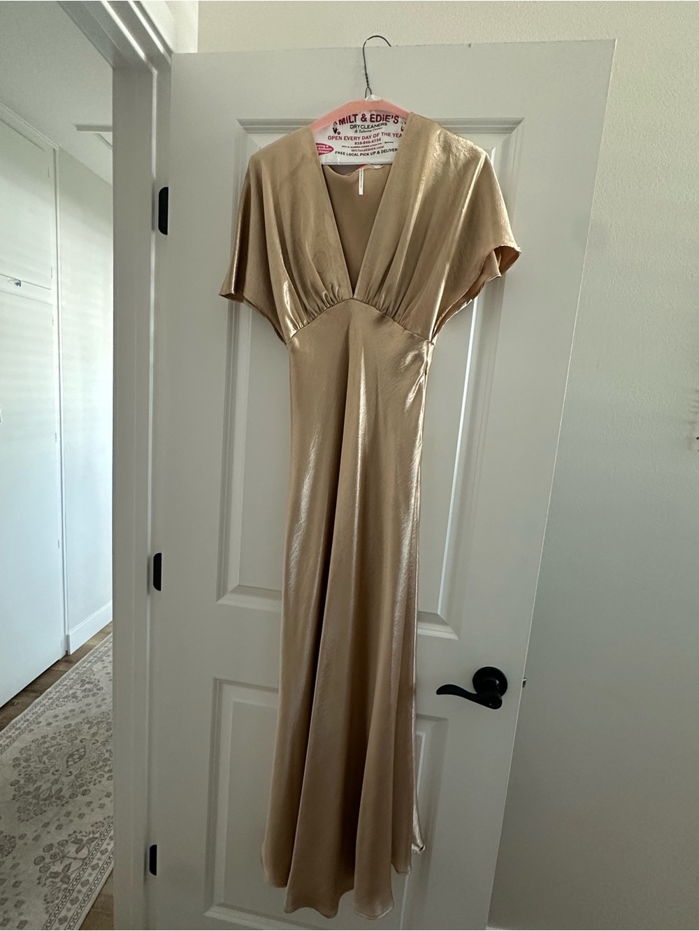 Free People Metallic Champagne Maxi Dress